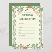 Greenery floral Birthday Celebration Kaart (Voorkant / Achterkant)