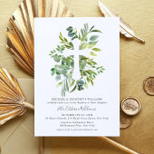 Greenery Floral Botanical Cross Baptisme Kaart