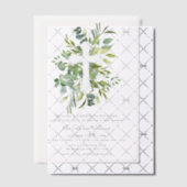 Greenery Floral Botanical Cross Baptisme Vellum Uitnodigingen (Offset (Uitnodiging))