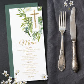 Greenery Floral Botanical Cross Elegant Baptisme Menu