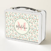 Greenery Floral Botanical Flowers Pink Monogram (Achterkant)