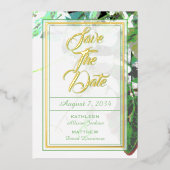 Greenery & Floral Botanical Wedding Save the Date Folie Uitnodiging (Voorkant)