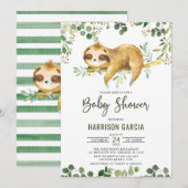 Greenery Floral Boy Cute Baby shower Kaart (Voorkant / Achterkant)