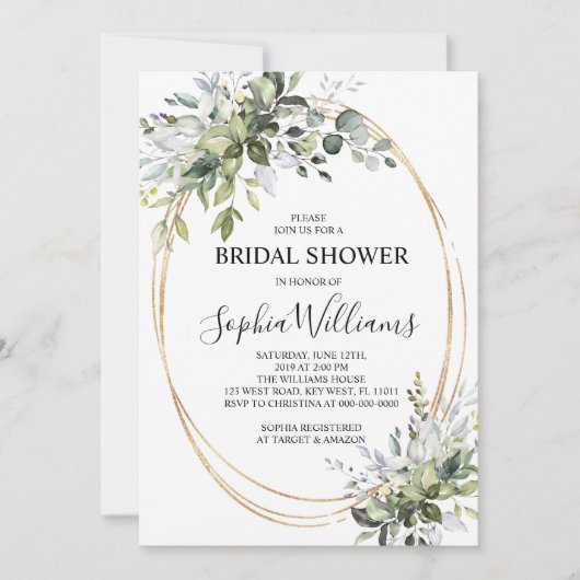 Greenery Floral Bridal Shower Kaart (Voorkant)