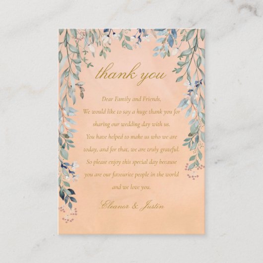 Greenery Floral Cascade Rustic Wedding Dank je Plaatskaartje (Voorkant)