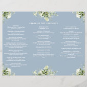 Greenery Floral Dusty Blue Trifold Wedding Program Flyer (Achterkant)