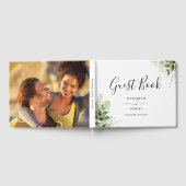 Greenery Floral Elegant Script Photo Wedding Gastenboek (Volledig)
