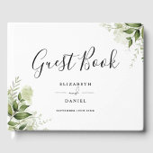 Greenery Floral Elegant Script Photo Wedding Gastenboek (Voorkant)