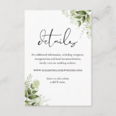 Greenery Floral Elegant Script Wedding Details Informatiekaartje (Voorkant)