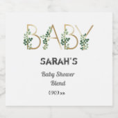 Greenery Floral Elegant Slogan Baby shower Likeurfles Etiket (Enkel label)