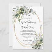 Greenery Floral Elegant Wedding Invitation Kaart (Voorkant)