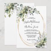 Greenery Floral Elegant Wedding Invitation Kaart (Voorkant / Achterkant)