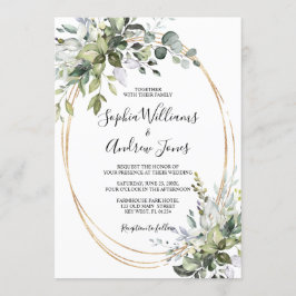 Greenery Floral Elegant Wedding Invitation Kaart