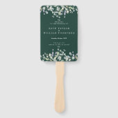 Greenery Floral Emerald Green Wedding Program Handwaaier (Voorkant)