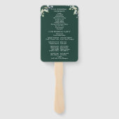 Greenery Floral Emerald Green Wedding Program Handwaaier (Achterkant)