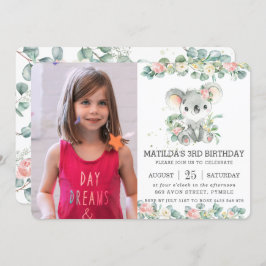 Greenery Floral Eucalyptus Koala Birthday Foto Kaart