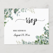 Greenery Floral Eucalyptus Wedding RSVP Antwoord