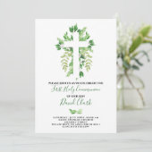 Greenery Floral First Heilige Communie Kaart (Staand voorkant)