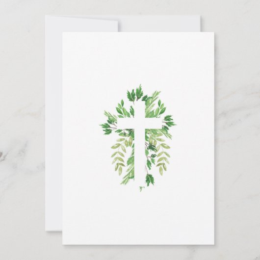 Greenery Floral First Heilige Communie Kaart (Achterkant)