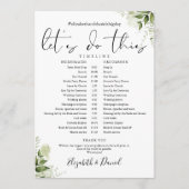 Greenery Floral Foliage Wedding Schedule Programmakaart (Voorkant)