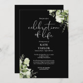 Greenery Floral Funeral Celebration of Life Kaart (Voorkant / Achterkant)