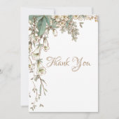 Greenery Floral Garland Script Elegant Wedding Bedankkaart (Voorkant)