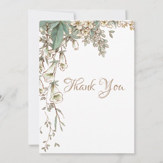 Greenery Floral Garland Script Elegant Wedding Bedankkaart (Voorkant)