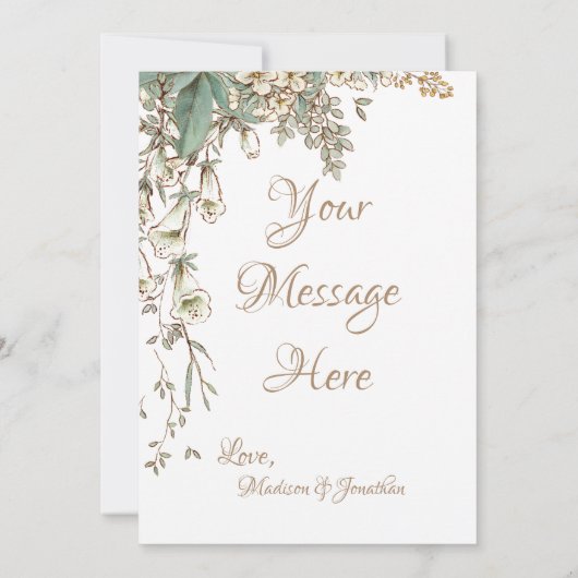 Greenery Floral Garland Script Elegant Wedding Bedankkaart (Achterkant)