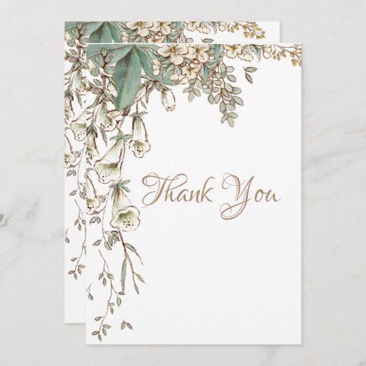 Greenery Floral Garland Script Elegant Wedding Bedankkaart (Voorkant / Achterkant)