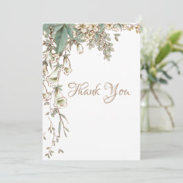 Greenery Floral Garland Script Elegant Wedding Bedankkaart