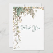 Greenery Floral Garland Script Elegant Wedding Bedankkaart (Voorkant)