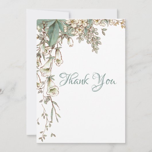 Greenery Floral Garland Script Elegant Wedding Bedankkaart (Voorkant)