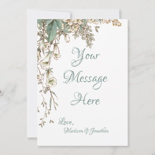 Greenery Floral Garland Script Elegant Wedding Bedankkaart (Achterkant)