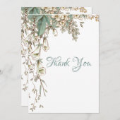 Greenery Floral Garland Script Elegant Wedding Bedankkaart (Voorkant / Achterkant)