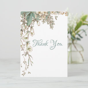 Greenery Floral Garland Script Elegant Wedding Bedankkaart
