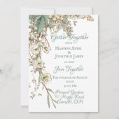 Greenery Floral Garland Script Elegant Wedding Kaart (Voorkant)