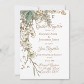 Greenery Floral Garland Script Elegant Wedding Kaart (Voorkant)