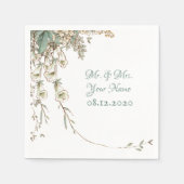 Greenery Floral Garland Script Elegant Wedding Servet (Voorkant)