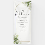 Greenery Floral Gold Arch Wedding Welcome Spandoek (Verticaal)