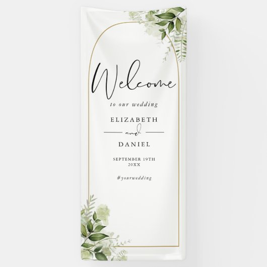 Greenery Floral Gold Arch Wedding Welcome Spandoek