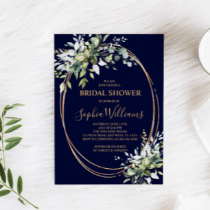 Greenery Floral & Gold Bridal Shower Invitation Kaart
