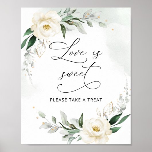 Greenery floral gold elegant Love is lief Poster (Voorkant)