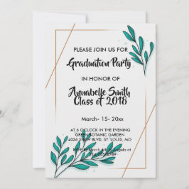 Greenery Floral Gold Foil blaast Afstuderen Kaart