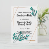Greenery Floral Gold Foil blaast Afstuderen Kaart (Staand voorkant)