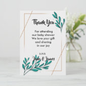 Greenery Floral Gold Foil Leaves bedankt Kaart (Staand voorkant)