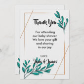 Greenery Floral Gold Foil Leaves bedankt Kaart (Voorkant / Achterkant)