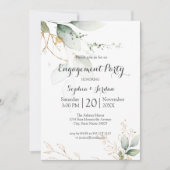 Greenery Floral Gold Foil Leaves Engagement Kaart (Voorkant)