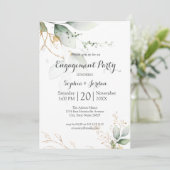 Greenery Floral Gold Foil Leaves Engagement Kaart (Staand voorkant)