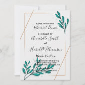 Greenery Floral Gold Foil Leaves Rehearsal Dinner Kaart (Voorkant)