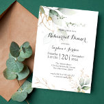 Greenery Floral Gold Foil Leaves Rehearsal Dinner Kaart<br><div class="desc">Elegant en modern bloemenvoorjaars zomerrepetitief voor het diner bevat een bouquet van zachte pastel waterverf, gouden folie en bladgroenblauw in tinten van ivoorwit, met groene, groene, groene, botanische bladeren. Pas dit goud en de groene tuinbouwuitnodiging aan met uw repetitieve diner details in elegante letters die voorzien zijn van handgeschreven stijlkalligrafie....</div>